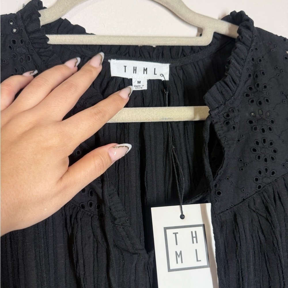 THML Women’s Top Puff sSeeves, Eyelet Embroidery Details - Picture 7 of 7